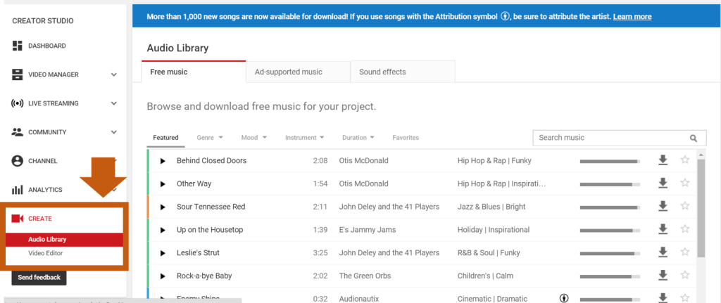 creatorstudioaudiolibrary