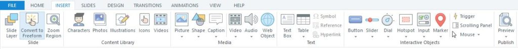 Storyline 360 ribbon menu