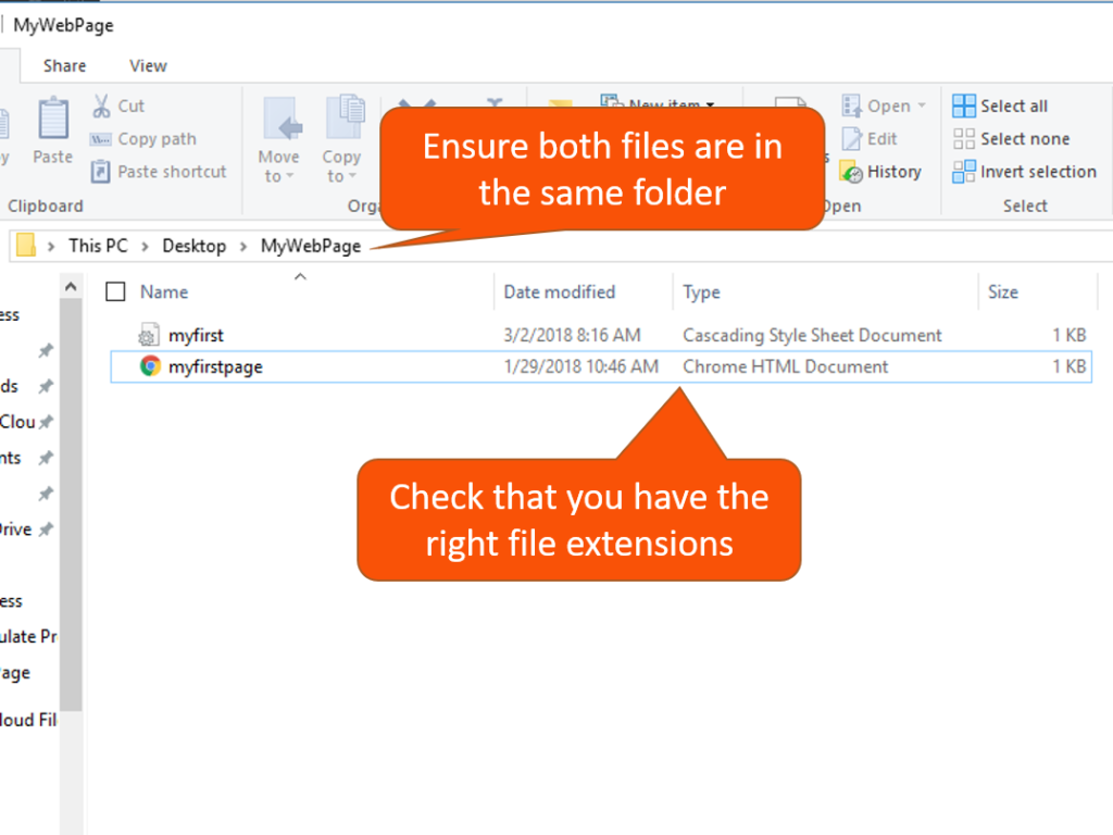 File folder with HTML and CSS files