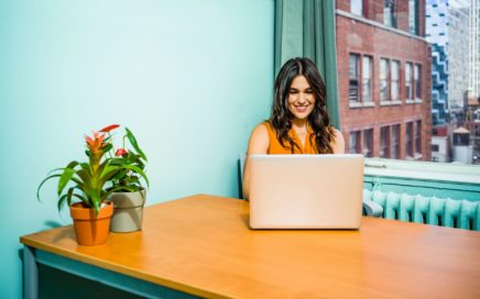 woman using laptop