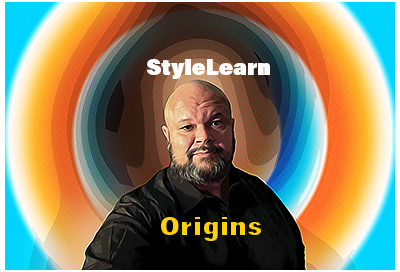 bald man wearing black shirt in colorful background