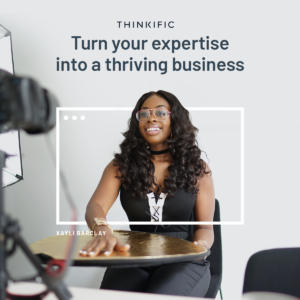 black young woman entrepreneur in front of video camera setup